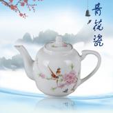 7头手绘釉上茶具（水点桃...