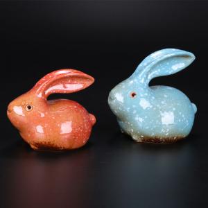 红色对兔 陶瓷工艺品