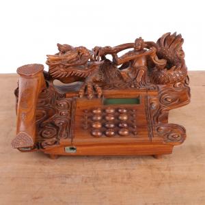 电话机 绿檀木 木雕...